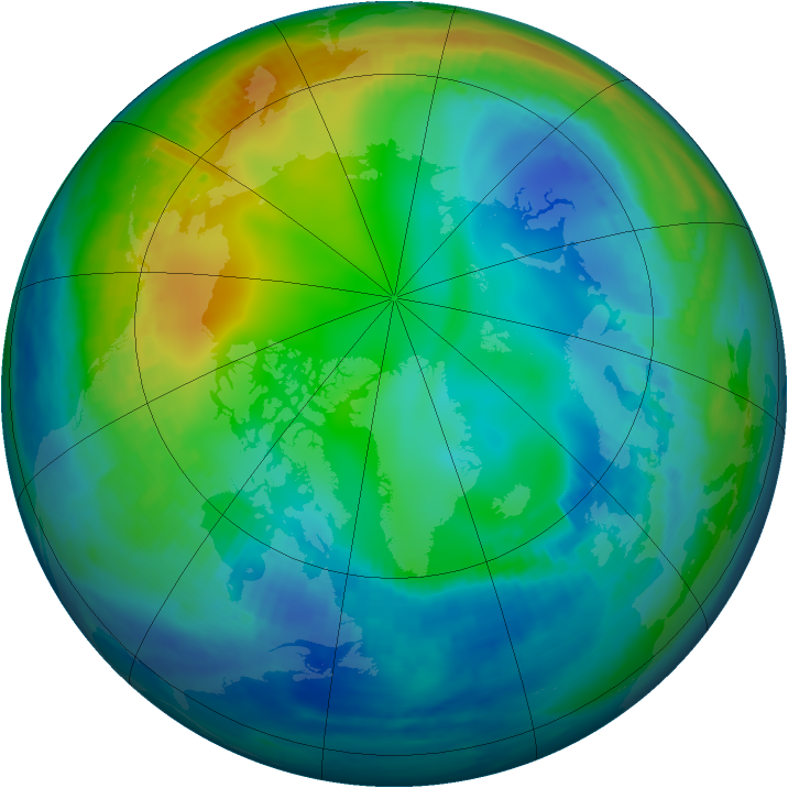 Arctic ozone map for 24 November 1999